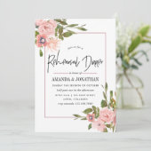 Aquarellblau und Rose Goldene Probe Abendessen Einladung (Stehend Vorderseite)