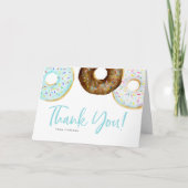 Aquarellblau und Schokolade Donuts Babydusche Dankeskarte (Vorderseite)