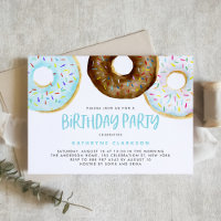 Aquarellblau und Schokolade Donuts Geburtstag