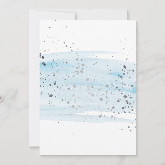 Aquarellblau und Silberpfeiler Sparkasse Erster Ge Einladung (Rückseite)