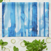 Aquarellblau und weiß gestreift geschirrtuch (Gefaltet)