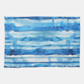 Aquarellblau und weiß gestreift geschirrtuch (Horizontal)