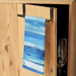 Aquarellblau und weiß gestreift geschirrtuch