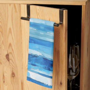Aquarellblau und weiß gestreift geschirrtuch