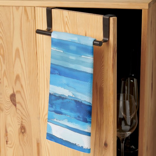 Aquarellblau und weiß gestreift geschirrtuch (Drittel gefaltet)