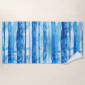 Aquarellblau und weiß gestreift strandtuch (Vorderseite)