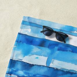 Aquarellblau und weiß gestreift strandtuch