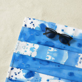 Aquarellblau und weiß gestreiftes Stranddekor Strandtuch
