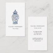 Aquarellblau und weiß Urn Visitenkarte (Vorne/Hinten)