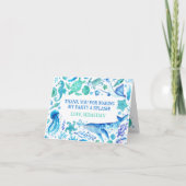 Aquarellblau unter dem Party Dankeskarte (Vorderseite)