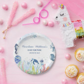 Aquarellblau Unter der Babydusche des Meeres Pappteller (Party)