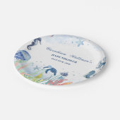 Aquarellblau Unter der Babydusche des Meeres Pappteller (Schrägansicht)