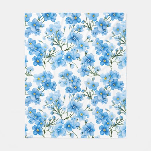 Aquarellblau Vergiss mich nicht Blume Muster Fleecedecke (Vorderseite)