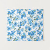 Aquarellblau Vergiss mich nicht Blume Muster Wandteppich (Vorderseite (Horizontal))