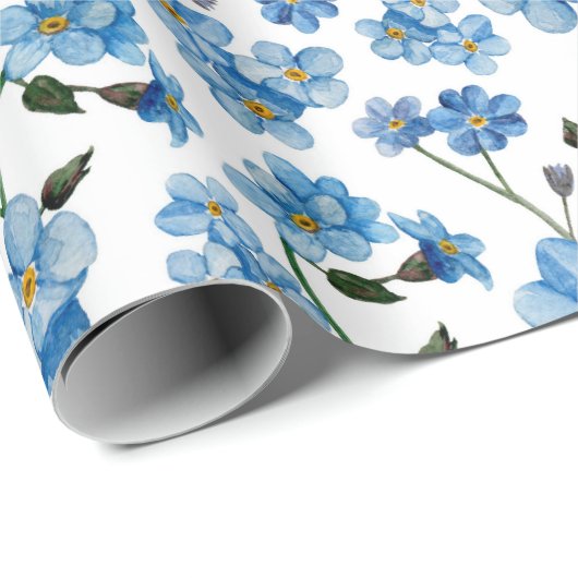 Aquarellblau vergisst-me-nots. Blumenmuster Geschenkpapier (Rolleneckpunkt)