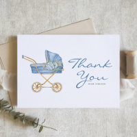 Aquarellblau Vintag Stroller Babydusche
