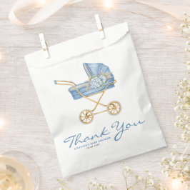 Aquarellblau Vintag Stroller Babydusche Geschenktütchen