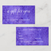 Aquarellblau violette Geschenkkarten Visitenkarte (Vorne/Hinten)