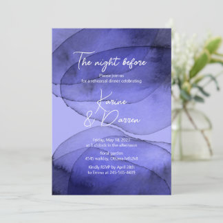 Aquarellblau violette Lavendel Probe Abendessen Einladung