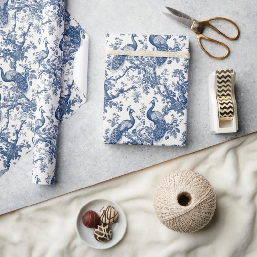 Aquarellblau-weiße China Geschenkpapier (Basteln)