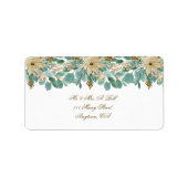 Aquarellblau-weiße Poinsettia und Holly Adressaufkleber (Vorne)