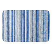 Aquarellblau Weiße Streifen Moderne Badematte (Vorderseite)