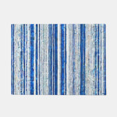 Aquarellblau Weiße Streifen Moderne Fußmatte (Vorderseite)