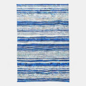Aquarellblau Weiße Streifen Moderne Geschirrtuch (Vertikal)