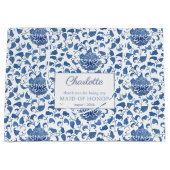 Aquarellblau-weiße Trauzeugin Vielen Dank Große Geschenktüte (Vorderseite)