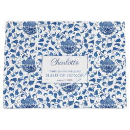 Aquarellblau-weiße Trauzeugin Vielen Dank Große Geschenktüte