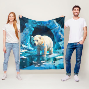 Aquarellblau & weißer Polar Bären Kinder Fleecedecke