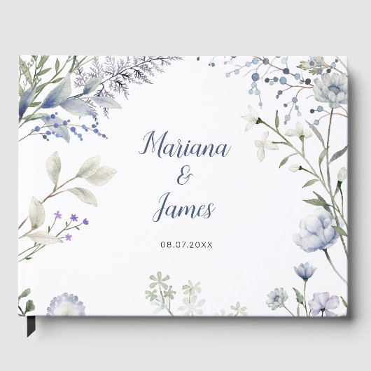Aquarellblau-Wildblume Gästebuch (Vorderseite)