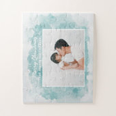 Aquarellblau Winterurlaub Weihnachten Foto Puzzle (Vertikal)