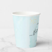 Aquarellblau x Gold Bat Mitzvah Papier Cups Pappbecher (Rechts)