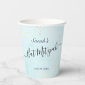 Aquarellblau x Gold Bat Mitzvah Papier Cups Pappbecher (Vorderseite)