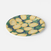 Aquarellblau-Zitronengrün auf Navy Blue Pappteller (Schrägansicht)