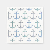 Aquarellblaue Anker. Nautisches Strandmuster Serviette (Vorderseite)
