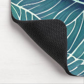Aquarellblaue Aquamarine tropische Blätter Mousepad (Ecke)