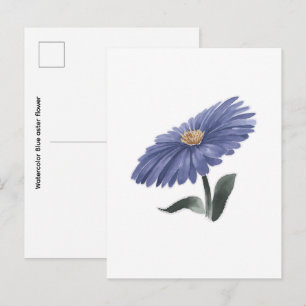 Aquarellblaue Asterblume Postkarte