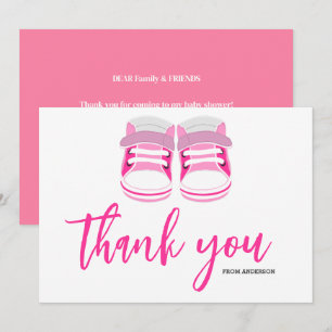 Aquarellblaue Baby Girl Booties Baby Shower  Dankeskarte
