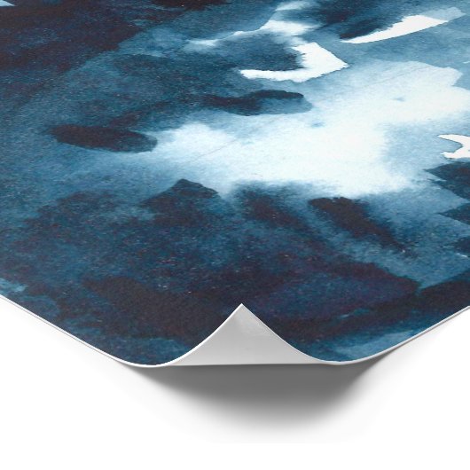 Aquarellblaue Berge, Landschaft Poster (Ecke)