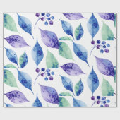 Aquarellblaue Blätter Geschenkpapier (Flach)