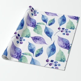 Aquarellblaue Blätter Geschenkpapier