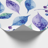 Aquarellblaue Blätter Geschenkpapier (Ecke)