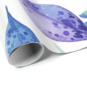 Aquarellblaue Blätter Geschenkpapier (Rolleneckpunkt)