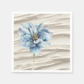 Aquarellblaue Blume auf Elfenbeinküste Abstrakt Serviette (Vorderseite)