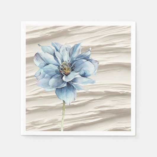 Aquarellblaue Blume auf Elfenbeinküste Abstrakt Serviette (Vorderseite)