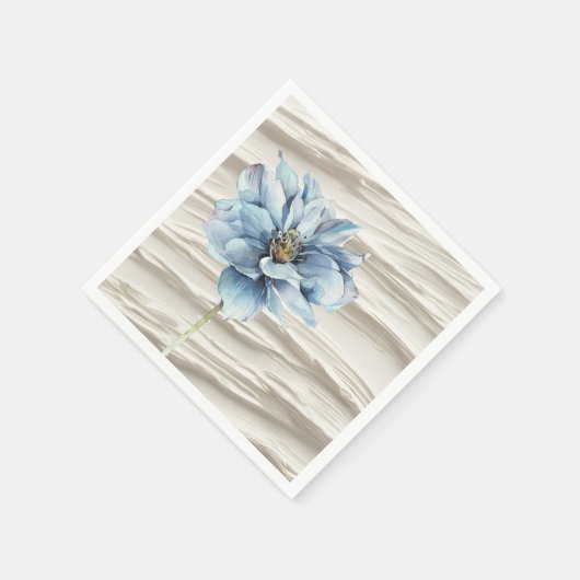 Aquarellblaue Blume auf Elfenbeinküste Abstrakt Serviette (Ecke)