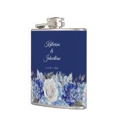 Aquarellblaue Blume Bouquet-Wedding- Flachmann (Links)