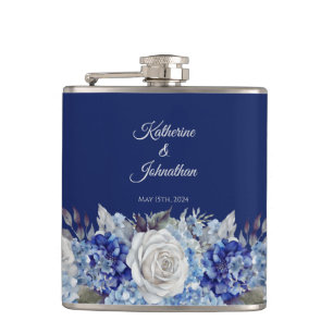 Aquarellblaue Blume Bouquet-Wedding- Flachmann